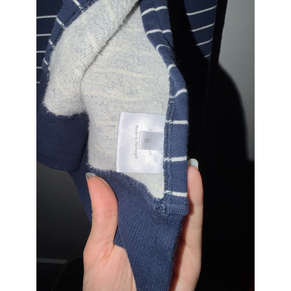 La Ligne Navy Blue White Striped Cotton French Terry Crewneck Womens Size S - Picture 3 of 5